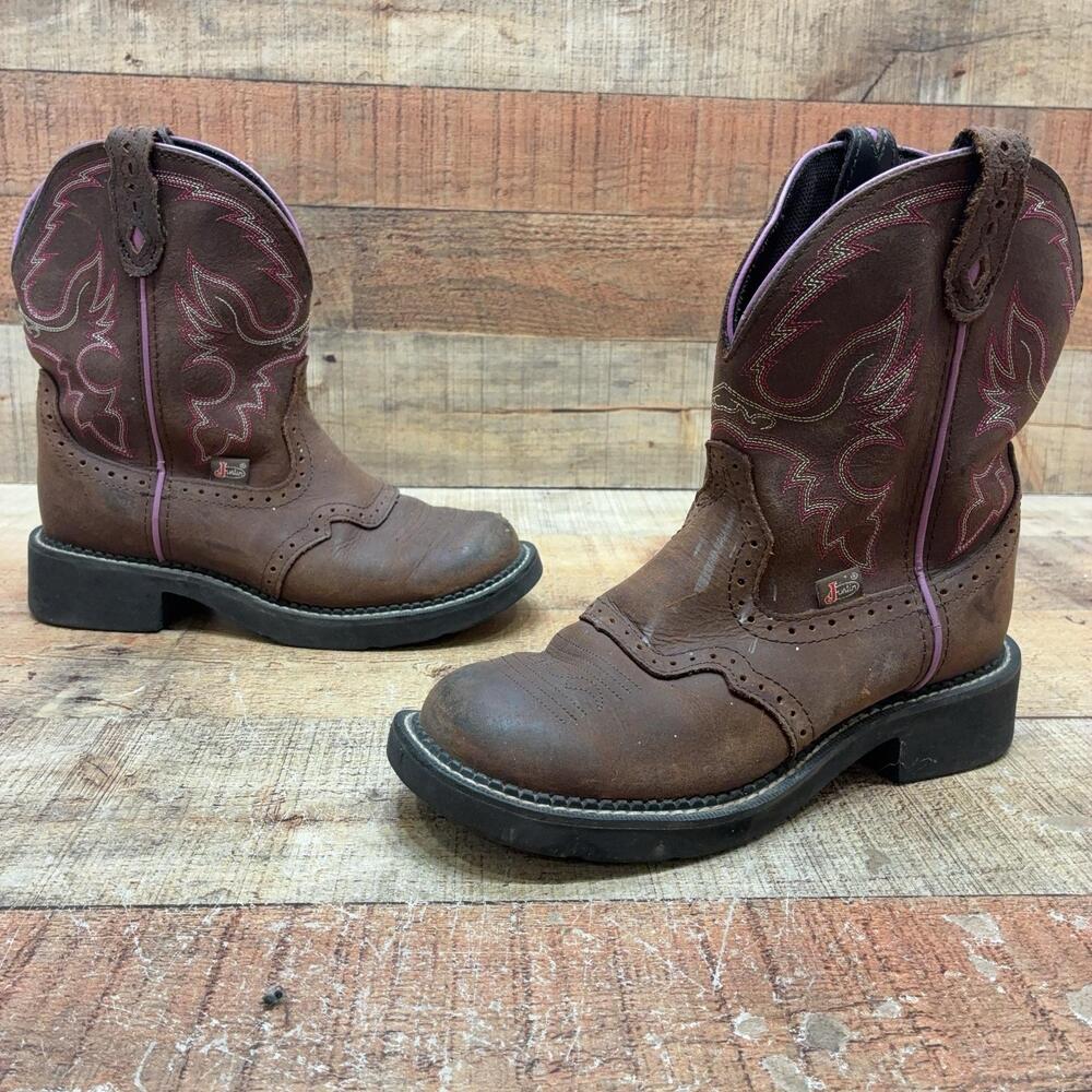 Justin Gypsy L9903 Boots Womens Size 6.5 B 37 Brown Leather Western Mid Calf